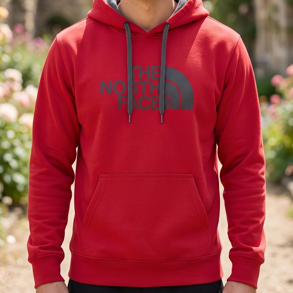 The North Face Mens Red Pullover Hoodie Logo Graphic Sweatshirt M